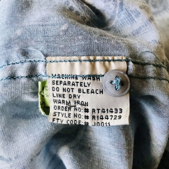 Vintage Reunion‎ Blue Paisley Print Long Sleeve Button Up Shirt Size Large - Picture 9 of 9